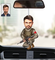Kişiye Özel Fotoğraflı Jandarma Tasarımlı Karikatür Araba Dikiz Ayna Süsü