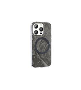 Apple iPhone 15 Pro Max Uyumlu Kılıf M-safe Şarj Özellikli Fırça Boya Desenli Zore Palet Kapak (Gri)