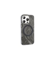 Apple iPhone 15 Pro Max Uyumlu Kılıf M-safe Şarj Özellikli Fırça Boya Desenli Zore Palet Kapak (Gri)