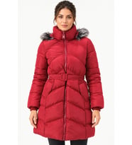 Dewberry Kadın %100 Polyester Kaban Bordo Z9768 Günlük Dış Giyim, Kazak ve Gömlek Kombini, Seyahat Gardırobu