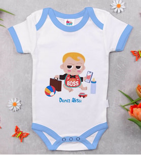 BK Kids Kişiye Özel Mavi Bebek Body Zıbın - Model 23