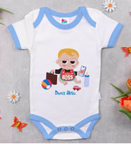BK Kids Kişiye Özel Mavi Bebek Body Zıbın - Model 23