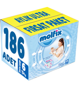 Molfix Bebek Bezi Beden:6 (15+Kg) Extra Large 186 Adet Aylık Ultra Fırsat Pk
