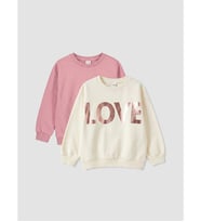 LC WAIKIKI Ekru Baskılı Kız Çocuk Sweatshirt 2'li