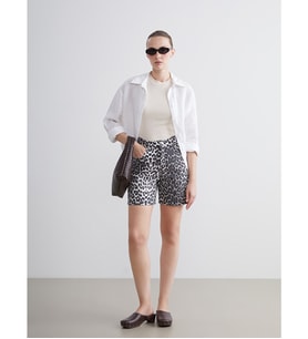 LCW Jeans Bej Leopar Desenli Kadın Jean Şort