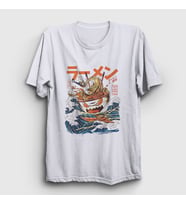Presmono Unisex Beyaz The Great Ramen Off Kanagawa T-Shirt 467373tt