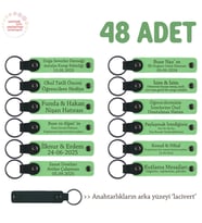 Anneler Günü Etkinliğinde Dağıtılacak 48'li Set, Üzerine İsim Yazılabilen Anahtarlık, F Yeşil & Laci (Fıstık Yeşili)
