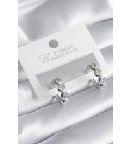 Pirinç Gümüş Renk Zirkon Taşlı Kadın Küpe - TJ-BKP8345