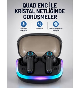 Bluetooth 5.4 Kablosuz KulaklıkQuad ENC Mikrofonlu TWS Kulaklık