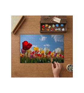 Rengarenk Çiçek Bahçesi Tasarımı 240 parça Ahşap Puzzle Ahşap Kutuda MP08849