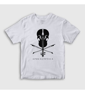 Presmono Unisex Çocuk Beyaz Cello Apocalyptica T-Shirt 10997tt