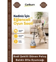 Özel Üretim İnteraktif 360 Dönen Yapışkanlı Eğitici Kedi Şekilli Dönen Peluş Balıklı Olta Oyuncağı