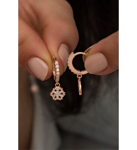 925 Ayar Gümüş Sallantılı Rose Kartanesi Küpe