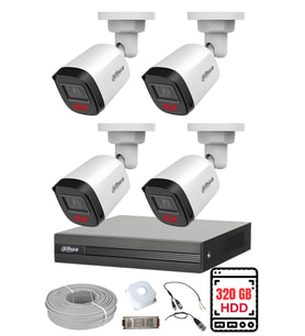 DAHUA 4 Kameralı Gece Görüşlü Su Geçirmez FULL HD Güvenlik Kamerası Seti 320GB