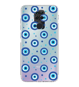 PrintiFy Xiaomi Redmi Note 9 ile Uyumlu Nazar Boncuğu 1 Baskılı Kamera Korumalı Şeffaf Silikon Kılıf
