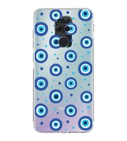 PrintiFy Xiaomi Redmi Note 9 ile Uyumlu Nazar Boncuğu 1 Baskılı Kamera Korumalı Şeffaf Silikon Kılıf