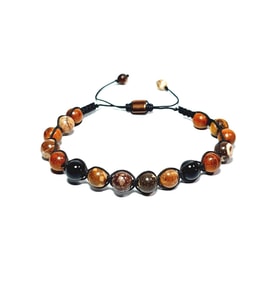 JTAW24DOB1359 JANTİ ERKEK BİLEKLİK ORİJİNAL JASPER ve TİBET AKİK DOĞALTAŞ 8 MM ASANSÖR KAPAMA ÖRME KUTULU GARANTİLİ