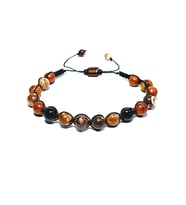 JTAW24DOB1359 JANTİ ERKEK BİLEKLİK ORİJİNAL JASPER ve TİBET AKİK DOĞALTAŞ 8 MM ASANSÖR KAPAMA ÖRME KUTULU GARANTİLİ