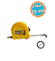 Bükülebilir Şerit Metre 10 Metre 25 mm Düğmeli Ölçüm