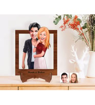 BK Gift Kişiye Özel Sevgililer Karikatürlü Ahşap Standlı 3D Biblo-90 (Beyaz)