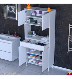 Modilayn ARDA Banyo Dolabı 70x173x32,5cm 1 çekmece 4 kapak ve 7 raflı İhtiyaca uygun kolay kurulum