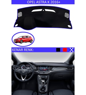 Opel Astra K 2016+ İçin Uygun Torpido Koruma Halısı Siyah Kenar Renk Mavi