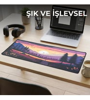 Büyük Oyuncu Mouse Pad 300x700 mm, Günbatımı Temalı Mikro Kumaş Yüzeyli Desenli Mousepad, Kaymaz Kauçuk Tabanlı XL Masa Matı (Desk Pad)