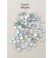 Oya Abiye Bileklik Kolye Pleksi Metalik Plastik Pul Gümüş Renk 8 gram 100 adet - BNC518