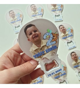 20 Adet Kişiye Özel Ayıcıklı Rakam Tasarımıyla Balon Magnet Açacak Hoşgeldin Yenidoğan ve Yaş Magnet