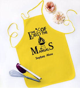 BK Gift Kişiye Özel Lord of The Mangals Tasarımlı Sarı Mutfak Önlüğü-1