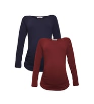 LuvmaBelly MYRA2302_2303 Hamile tshirt seti (Lacivert-Kırmızı)