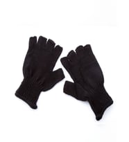 unisex ucu kesik yün elidiven (Siyah)