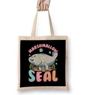 Kawaii Cute & Funny Manatees The Marshmallow Seal Ocean Bez Çanta Uzun Saplı
