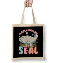 Kawaii Cute & Funny Manatees The Marshmallow Seal Ocean Bez Çanta Uzun Saplı