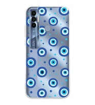 PrintiFy Tecno Spark 7 Pro ile Uyumlu 1mm Slim Fit Nazar Boncuğu 1 Baskılı Şeffaf  Kılıf