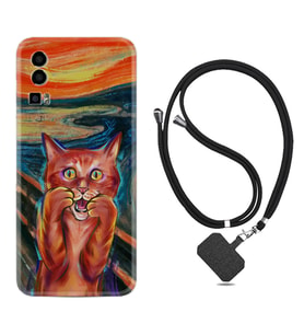 General Mobile Gm 23 Kılıf Silikon Boyun Askılı İpli Desenli Silikon Tablo Cat 1788