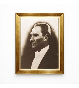 Tablore Atatürk Profil Fraklı Tablo Eskitme Altın Çerçeveli Şık Tasarım