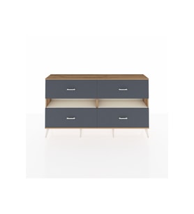 Arges Konsol 2 Raflı 4 Çekmeceli  176x30x99 Çam-Aytaşı/Antrasit