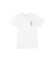 Rick And Morty Görselli Cep Logo Tasarımlı Beyaz Tişört
