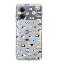 PrintiFy Redmi Note 11 ile Uyumlu Nazar Boncuğu 2 Baskılı Kamera Korumalı Şeffaf Silikon Kılıf