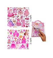 Sticker Kabartmalı Çantalı iki Sayfalı Sticker Seti (HQK011) - 21x17 cm- Balo Kız Giydirme