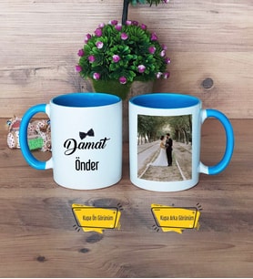 Damat Kupa Bardak Mavi Fotoğraflı