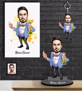 Kişiye Özel Öğretmen Karikatürlü 3 lü Hediye Seti Bay-18