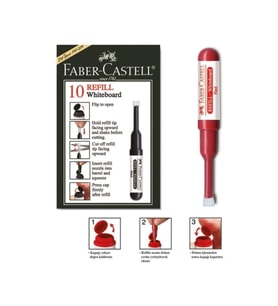 Faber Castell Kırmızı Beyaz Tahta Kalemi Mürekkep Refili Kırmızı (10 Lu Paket)