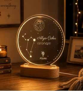 Astroloji Burç Temalı Kişiye Özel Led Gece Lambası