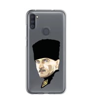 Samsung Galaxy M21 Uyumlu Mustafa Kemal Atatürk Desenli Şeffaf Telefon Kılıfı