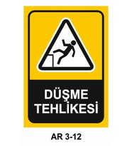 DÜŞME TEHLİKESİ İŞ GÜVENLİĞİ UYARI LEVHASI 1 ADET PVC 21 X 29CM