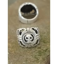 Eskitme Gümüş Renk Metal Kuru Kafa Tasarım Ayarlamalı Erkek Yüzük 5886