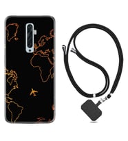 Oppo Reno 2Z 4 Lite 4 Pro 5 6 7 A31 Kılıf Boyun Askılı Silikon Harita ve Uçak 1777