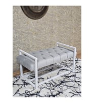 Beyaz Boyalı Metal 80 cm Puf Bench - Antre Puf - Hol Bench - Puf - Oturak - Bench Gri Renk 90 x 45 Boyut/Ebat (Çok Renkli)